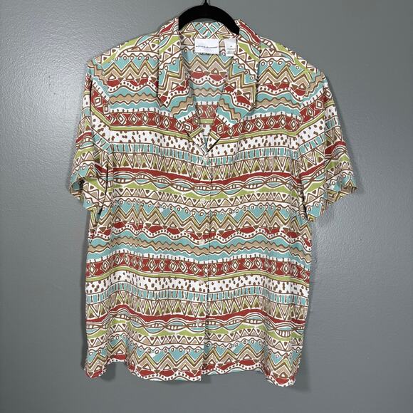 Alfred Dunner Earth Tones Tribal Print Button Up Shirt - 18 - Women's Plus Size - Picture 1 of 5